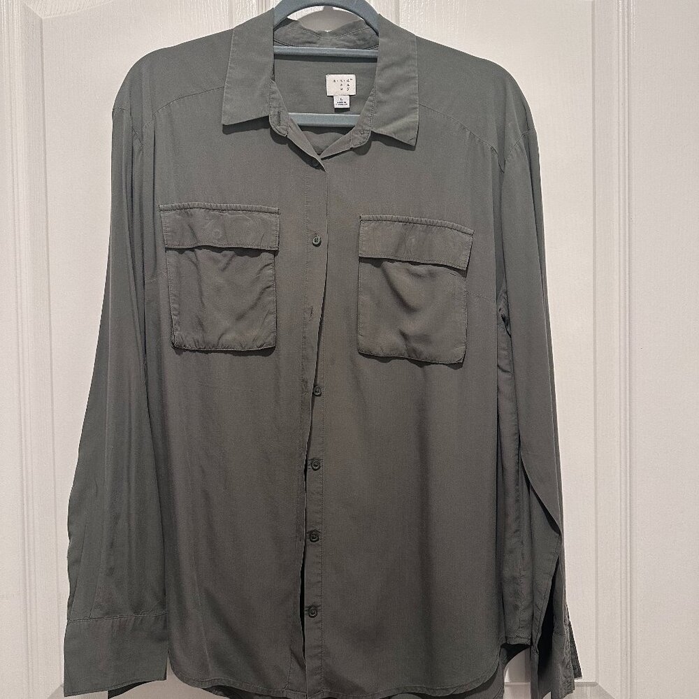A New Day Olive Green Blouse Size L